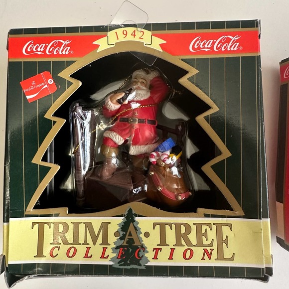 Vintage Coca Cola 4 ornaments trim a tree bottling works polar bear - Picture 2 of 7